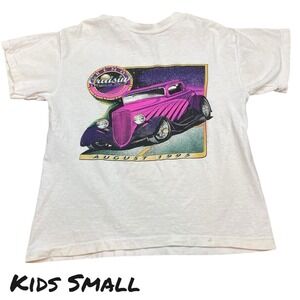 VTG 1995 Cruisin Reno T-Shirt Kids SMALL White Graphic Hot Rod Classic Cars
